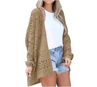 ANHATUIV Womens Cardigan Long Sleeve Open Front Cardigans Womens Crochet Cardigan Sweater Kimonos Boho Solid Color Oversized Fall Netted Crochet Cardigans Sweaters XL
