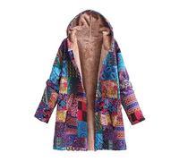ANHATUIV Womens Coats Women'S Boho Colourful Coat Flannel Lined Warm Long Coats Winter Jacket Women Long Sleeve Warm Ethnic Oversize Line Jackets Baggy Aztec Zip Up Hoodies Jacket S S