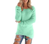 ANHATUIV Womens Fleece Tops Long Sleeve Sherpa Pile Pullover Oversized Fleece Sweaters Loose Solid Color Crewneck Sweater Womens Winter Warm Jumper Teddy Fluffy Tunic Top Longline Baggy Shirts Green