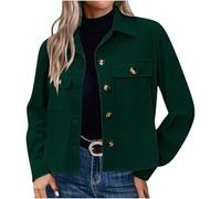 ANHATUIV Womens Jacket Fashion Cropped Shackets Corduroy Button Down Crop Jackets Tops Long Sleeve Jacket Button Down Stretch Fitted Coat Trendy 2024 M