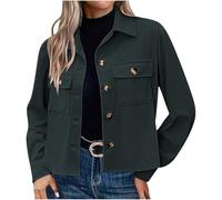 ANHATUIV Womens Jacket Fashion Cropped Shackets Corduroy Button Down Crop Jackets Tops Long Sleeve Jacket Button Down Stretch Fitted Coat Trendy 2024 XL
