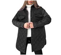 ANHATUIV Women's Lightweight Down Jacket Padded Argyle quilted jacket womens Long Sleeve Button Down Coat womens sport Loose Coat Ladies Warm Winter without Hood with Pocket
