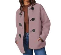ANHATUIV Women's Peacoat Woolen Trench Coats Horn Buttons Fleece Jacket Classic Fit Outerwear Vintage Elegant Warm Jacket Plus Sizes Windproof Winter Mid Length Long Sleeves Overcoat S