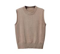 ANHATUIV Women's Sleeveless Jumpers Women Knitted Sweater Tank Top Knitwear Plaid Pullovers Sweatshirts Oversized V Neck Cable Knit Vintage Retro Stylish Spring Autumn Winter Women