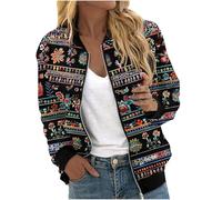 ANHATUIV Womens Sport Jacket Floral Bomber Jacket Jacquard Print Lightweight Zip Up Long Sleeve Sportswear Tops Long Sleeve Hoodless Outwear Casual Sweatshirts Jacket Leisure Coats XL