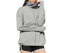 ANHATUIV Womens Sport Jacket Running Hoodie Full Zip Long Sleeve UPF 50+ Sun Protection Jacket Hooded Fitness Shirt Lightweight Cooling Going Out Tops Outerwear with Thumb Holes Pockets Yoga Athletic