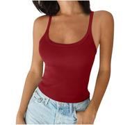 ANHATUIV Womens Tank Tops Sexy Vest Tops Workout Running Rib Vest Round Neck Ribbed Plain Camisole Plus Size Casual Ladies Summer Sleeveless Crop Tank Vests Fitted Basic Cami Tops Women's Clothing 5XL