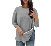 ANHATUIV Womens Tops Ladies Blouses Post Shoulder Surgery Shirts for Women Tear Away 3/4 Tops After Rotator Cuff Shirts Summer Tees Loose Fit Pullover Tunic Blouse Chemo Port Adaptive Clothing XL