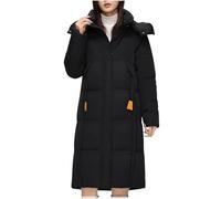 ANHATUIV Womens Winter Coats Women Long Puffer Jacket Thicken Quilted Jackets Ladies Winter Coat Maxi Length Padded Coats Waterproof Windproof Warm Down Jacket Outdoor Hiking Black XL