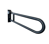 ANHEL 29” Stainless Steel Bathroom and Toilet Grab Bar - Foldable, Flip-Up, U-Shaped, Anti-Slip with Textured Grip, Screw-in for Elderly, Disabled, Handicapped Support, Black Finish