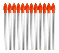 Anhoer 10Pcs 6mm Glass and Tile Drill Bits Set, Premium Tungsten Carbide Spear Point Drill Bit, Heavy Duty Drilling Tool for Ceramic, Porcelain, Mirror, Wall & Plastic