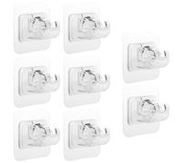 Anhoer 10Pcs Transparent Self Adhesive Curtain Rod Bracket Curtain Rod Holders No Drill Rod Brackets Drapery Hook Adjustable Curtain Hangers Curtain Pole Wall Bracket