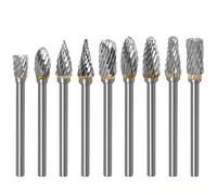 Anhoer 10Pcs Tungsten Carbide Rotary Burr Set with Double Cut for Dremel Rotary Tool Accessories Die Grinder Bits with 1/8" Shank for Woodworking DIY Metal Polishing