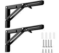 Anhoer 2Pcs Folding Shelf Brackets 14 Inch Heavy Duty Folding Brackets Stainless Steel Wall Mounted Brackets for Shelves Metal Floating Shelf Bracket Shelf Support for Folding Table Wall Table