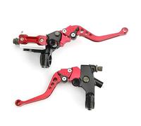 Anhoer 2Pcs Motorcycle Brake Clutch Lever 7/8" Universal Motorcycle Handlebar Master Cylinder Levers 22mm Cylinder Reservoir Levers Left & Right Handle Clutch Lever Set (Red)