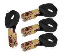 Anhoer 4Pcs Black Ratchet Straps with Hook Tensioning Straps Ratchet Tie Down Straps 6M x 25mm with Cam Buckle for Motorcycles Car Trailer Household (4)