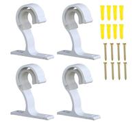 Anhoer 4Pcs Curtain Pole Bracket Curtain Rail Brackets for Ø20-28mm Rods Ceiling Hanging Drapery Rod Holder Fixing Rod Bracket with Screw for Wall or Ceiling