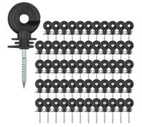 Anhoer 60 Pcs Electric Fence Ring Insulators, Heavy Duty Screw-In Timber Post Insulator, Anti-Rust Steel Core & UV Resistant, for Polywire, Rope & Tape, Ideal for Livestock & Horse Fencing
