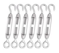 Anhoer 6Pcs M4 Stainless Steel Turnbuckles, Heavy Duty Hook and Eye Wire Tensioner Set, Adjustable Rope Strainer for Garden Trellis, Washing Lines & Sun Shade Sail