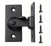 Anhoer 90 Degree Sliding Door Lock Flip Barn Door Lock Sliding Barn Door Lock Angle Latch Buckle Screen Door Stopper Hook Eye Lock for Barn Garden Bathroom (Black)