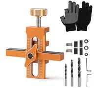 Anhoer Cabinet Door Installation Jig, 2-in-1 Adjustable Aluminium Alloy Mounting Clamp, Labour-Saving Hinge Positioning Tool for Kitchen Cupboards & Woodworking, Orange