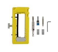 Anhoer Door Hinge Jig Template 3-5 Inch, Adjustable Hinge Mortise Router Template with 1/4" & 5/8" Radius Inserts, Plastic Hinge Recessing Jig for Door Hanging, Cabinet & Woodworking Installation