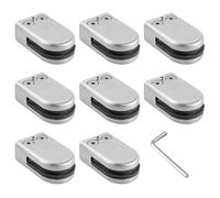 Anhoer Glass Clamps 6-8mm, 8-Pack 304 Stainless Steel Glass Bracket Clips with Rubber Gasket, Adjustable Flat Back Glass Panel Holder Brushed Finish for Balustrade Handrail Staircase Pool Fence