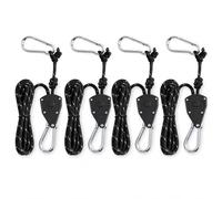 Anhoer Reflective Tent Guy Ropes 4mm x 4M (4 Pack), Heavy Duty Nylon Camping Guylines with Aluminium Pulley Tensioner & Carabiner Clip, Hi-Vis Guy Lines for Tent, Awning, Tarp