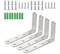 Anhoer Shelf Brackets 4Pcs Brushed Heavy Duty Shelves Bracket 125mm×75mm Stainless Steel Wall Mounted Wall Brackets for Shelves Metal Floating Shelf Bracket Shelf Support for Table Tops