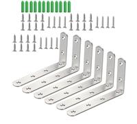 Anhoer Shelf Brackets 6Pcs Brushed Heavy Duty Shelves Bracket 125mm×75mm Stainless Steel Wall Mounted Wall Brackets for Shelves Metal Floating Shelf Bracket Shelf Support for Table Tops