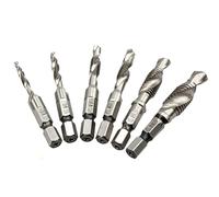 Anhoer Tap Drill Bit Set M3-M10, 6-Piece HSS Combination Drill and Tap Bits with 1/4" Hex Shank, 2-in-1 Metric Thread Drilling & Tapping Tool for Aluminium Copper Brass Sheet Metal Plastic, Silver