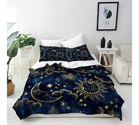 ANHOPE Astrology Duvet Cover Set Single 135x200cm | Boho Celestial Sun Moon Stars Print, 2 Pillowcases 50x75cm, Soft Microfibre Bedding Quilt Cover Set for All Season