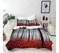 ANHOPE Autumn Forest Duvet Cover Set Soft Lightweight Microfibre 3Pcs Bedding Set with 2 Pillowcase Fall Foggy Jungle Woodland Tree Print Pattern All Season Quilt Cover with Zipper Closure Super King