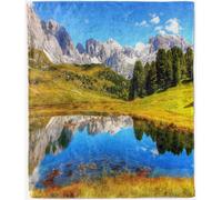 ANHOPE Autumn Mountain Lake Forest Throw Blanket 130 x 150 cm | Soft, Warm, Lightweight Flannel Fleece, for Sofa, Bed, Couch, Travel, Camping, All Seasons, Gift for Kids Boys Girls