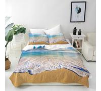 ANHOPE Beach Duvet Cover Set Soft 3 Piece Bedding Set Hawaiian Sunrise Beach Ocean Print Pattern Comforter Cover Pillowcase All Season Decor Quilt Cover with Zipper for Kids Adults Single