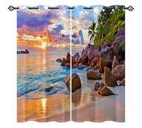 ANHOPE Beach Sunset Coastal Blackout Curtains Eyelet 2 Panels W 42" x L 63"