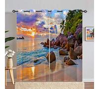 ANHOPE Beach Sunset Coastal Blackout Curtains Eyelet 2 Panels W 46" x L 72"