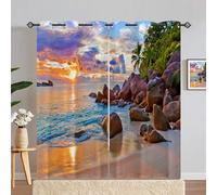 ANHOPE Beach Sunset Coastal Blackout Curtains Eyelet 2 Panels W 55" x L 84"