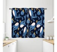 ANHOPE Blue Whale Curtains Eyelet Soft Thermal Insulated Blackout Curtains Ocean Sea Animal Cloud Moon Stars Print Pattern Ring Top Drapes for Kids Bedroom Living Room 28 x 54 Inch Drop 2 Panels
