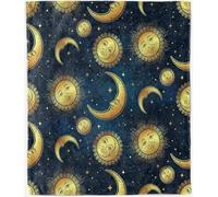 ANHOPE Bohemian Blanket Soft Lightweight Flannel Fleece Blanket for Bed Sofa Couch Sun Moon Stars Print Pattern All Season Decorative Throw for Kids Adults Twin/Double 150 x 200 cm