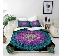 ANHOPE Boho Duvet Cover Set Soft Comforter Cover Paisley Bohemia Floral Print Pattern 3 Piece Bedding Set with Pillowcase All Season Decor Quilt Cover with Zipper for Kids Adults Single Size