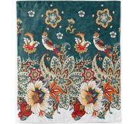 ANHOPE Boho Paisley Bird Floral Throw Blanket for Bed 150 x 200 cm