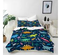 ANHOPE Cartoon Dinosaur King Duvet Cover Set | Prehistoric Dino T-Rex Print, Soft Breathable Microfibre, Includes 2 Pillowcases, Kids Boys Girls Bedding Quilt Cover Set