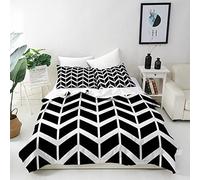 ANHOPE Chevron Duvet Cover Set Soft Comforter Cover White Black Arrow Print Pattern 3 Piece Bedding Set with Pillowcase All Season Decorate Quilt Cover with Zipper for Kids Adults King Size