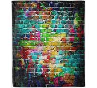 ANHOPE Colorful Brick Blanket Soft Lightweight Flannel Fleece Decorative Blanket for Couch Sofa Bed Graffiti Wall Print Pattern All Season Throw for Kids Adults Twin/Double 150 x 200 cm