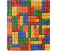 ANHOPE Colorful Geometric Building Blocks Throw Blanket 130 x 150 cm | Soft, Warm, Lightweight Flannel Fleece, for Sofa, Bed, Couch, Travel, Camping, All Seasons, Gift for Kids Boys Girls