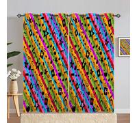 ANHOPE Colorful Music Curtains Eyelet Thermal Insulated Blackout Curtains Musical Notes Gift Box Stars Print Pattern Ring Top Drapes for Kids Girls Bedroom Living Room 55 x 84 Inch Drop 2 Panels