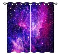 ANHOPE Custom Blackout Curtains Customized Size Thermal Insulated Curtains Eyelet or Rod Pocket Space Galaxy Nebula Planet Print Pattern Personalized Drapes for Bedroom Living Room 2 Panels