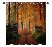 ANHOPE Custom Blackout Curtains Eyelet or Rod Pocket Design Customized Size Thermal Insulated Curtains Nature Autumn Forest Tree Print Pattern Personalized Drapes for Bedroom Living Room 2 Panels