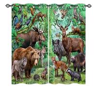 ANHOPE Custom Curtains Customized Size Thermal Insulated Blackout Curtains Eyelet or Rod Pocket Jungle Safari Wildlife Animal Print Pattern Personalized Drapes for Bedroom Living Room 2 Panels